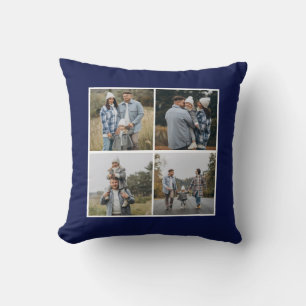 Navy Border 4x2 Photos Make Your Own Collage Cushion