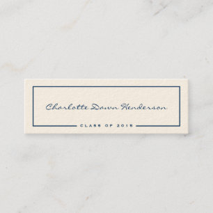 Navy border ecru graduation announcement name card