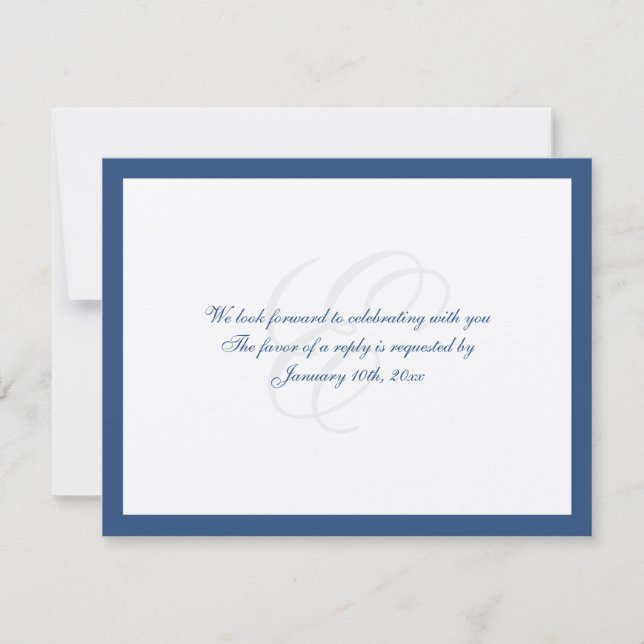 Navy border shimmer traditional wedding response (Front)