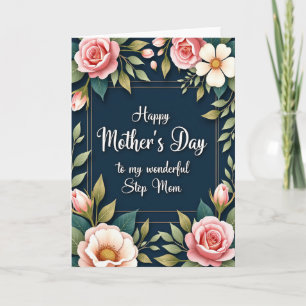Navy Botanical Mothers Day Card