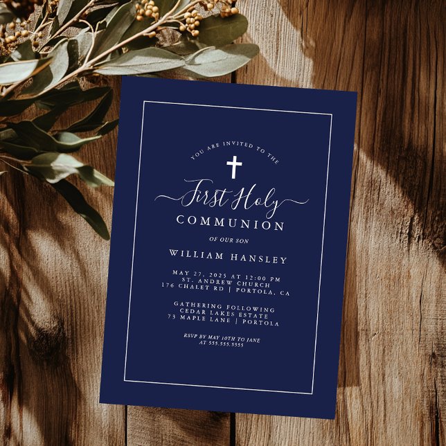 Navy Boys First Communion  Invitation (Creator Uploaded)