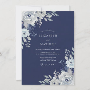Navy Brisk Winter Wedding Invitation