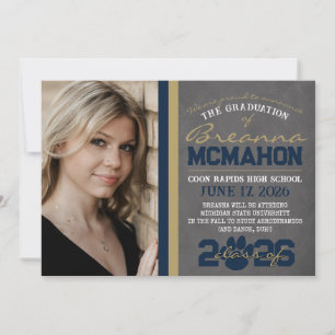 Navy & Bronze Pawprint Graduation Announcement