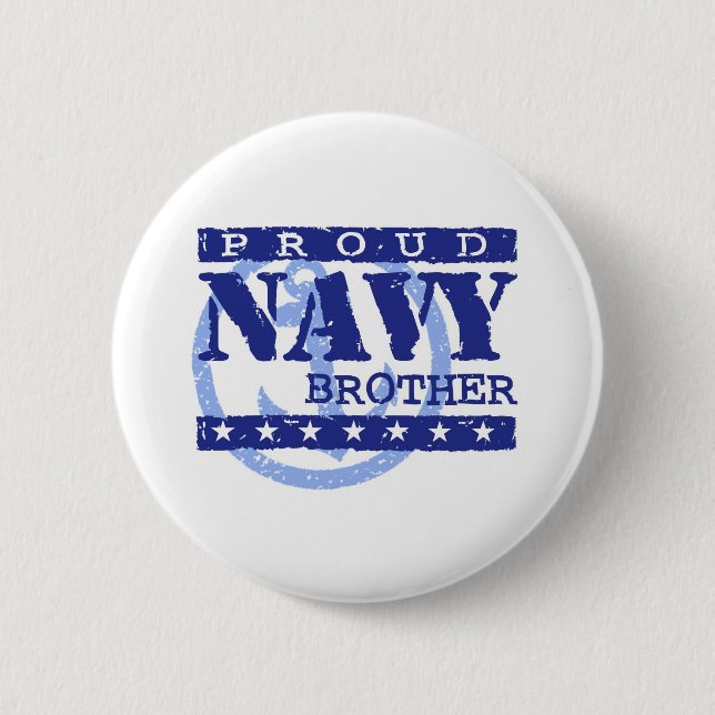 Navy Brother 6 Cm Round Badge (Front)