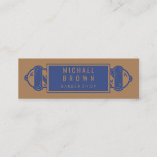 Navy Brown Barber Pole Barber Hair Stylist Mini Business Card