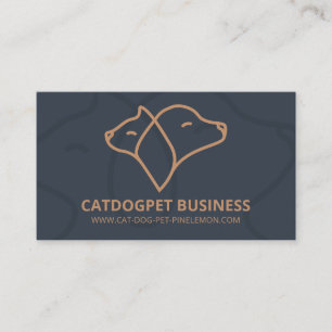 Navy Brown Qr Code Logo Dog Cat Pet Business Card