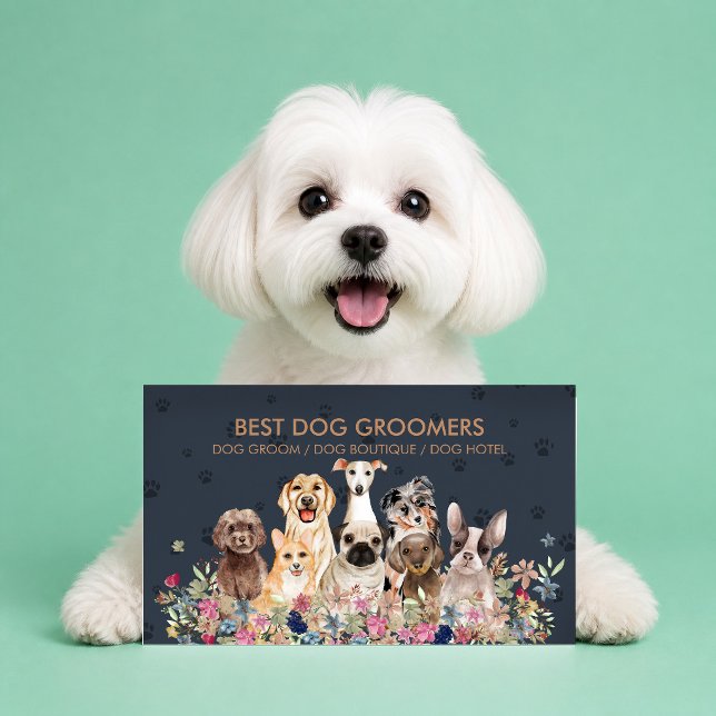 Navy Brown Trainer Working Dog Program Business Card (Creator Uploaded)