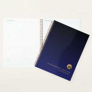 Navy Brushed Gold Monogram Appointment Book Planner