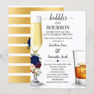 Navy Bubbles & Bourbon before I do Couples Shower Invitation