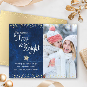Navy Budget Photo Days Be Merry Bright Script Card