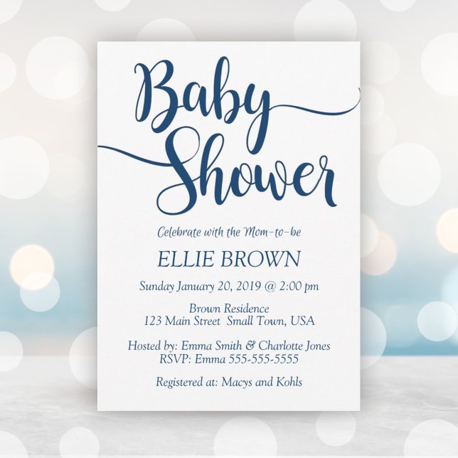 Navy Buffalo Plaid Simple Baby Shower Invitation (Navy Buffalo Plaid Simple Baby Shower Invitation)