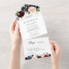 Navy Burgundy Blush Floral Wedding Details RSVP