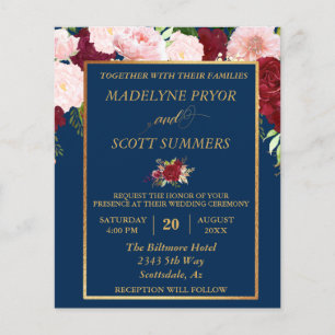 Navy Burgundy Blush Gold Frame Budget wedding