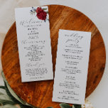 Navy Burgundy Floral Wedding Ceremony Program<br><div class="desc">Elegant wedding program featuring watercolor illustration of navy and burgundy peony with greenery. All the wedding ceremony information and the wedding party's name listed on this program.</div>