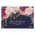 navy burgundy floral wedding guest book elegant