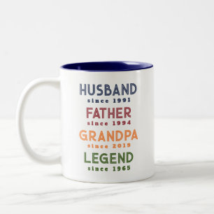 Navy Burgundy Husband Father Grandpa Legend Two-Tone Coffee Mug