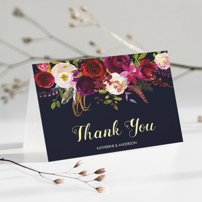 Navy Burgundy Marsala Wedding Thank You (Creator Uploaded)