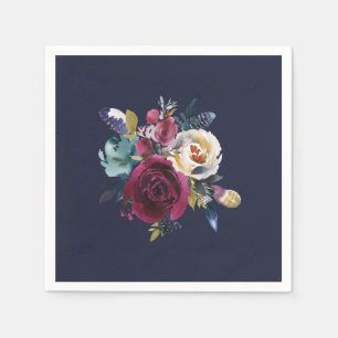 Navy Burgundy Merlot Wedding Reception Dinner Napkin