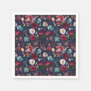 Navy Burgundy Merlot Wedding Reception Dinner Napkin