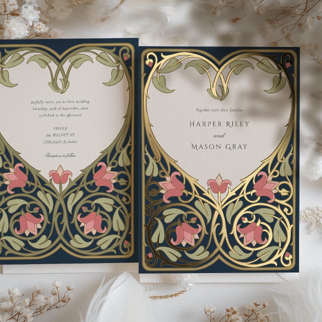 Navy Burgundy Nouveau Love Heart Wedding (Creator Uploaded)