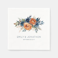 Navy Burnt Orange Florals Wedding