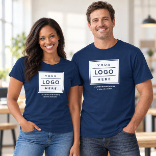 Navy Business Logo Company Name Staff T-Shirt