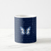 Navy Butterflies Love Letter Mug