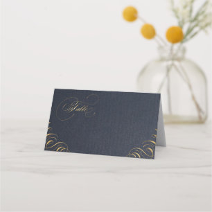 Navy calligraphy vintage wedding place cards