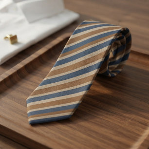 Navy Camel Coastal Repp Stripe Tie