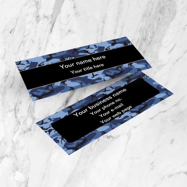 Navy Camo, Blue Camouflage, Military, Army Mini Business Card (Creator Uploaded)