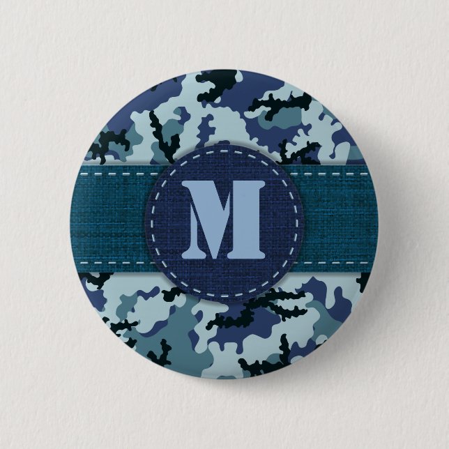 Navy camouflage 6 cm round badge (Front)