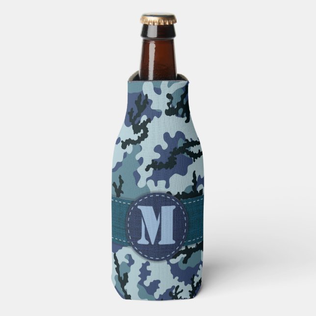 Navy camouflage bottle cooler (Bottle Front)