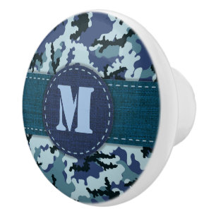 Navy camouflage ceramic knob