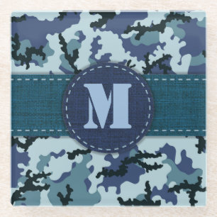 Navy camouflage glass coaster