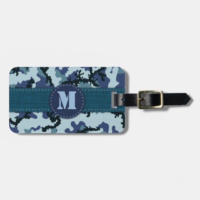 Navy camouflage luggage tag (Front Horizontal)