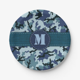 Navy camouflage paper plate