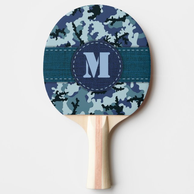 Navy camouflage ping pong paddle (Front)