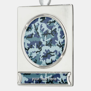 Navy camouflage silver plated banner ornament