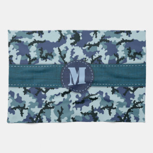 Navy camouflage tea towel
