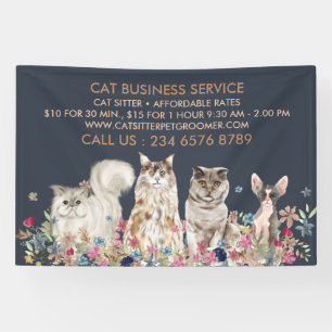 Navy Cat Sitter Pet Banner