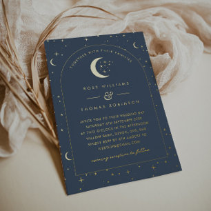 Navy Celestial Arched Wedding Invitation