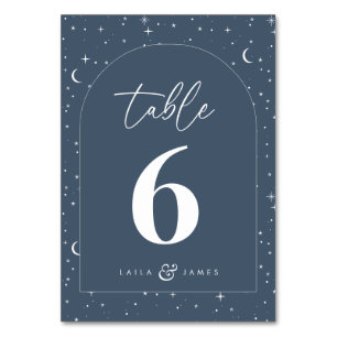 Navy Celestial Arched Wedding Table Number