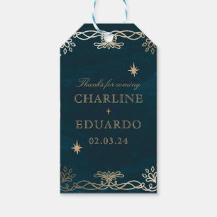 Navy Celestial Fantasy Gold Ivy Wedding Gift Tags