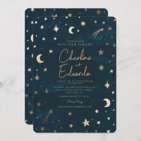 Navy Celestial Gold Stars Moon Astronomy Wedding