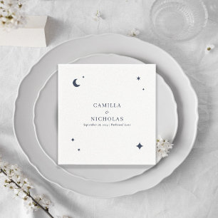 Navy Celestial Star Moon Simple Wedding Napkin