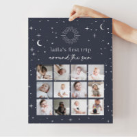 Navy Celestial Sun 1st Birthday Photo Collage