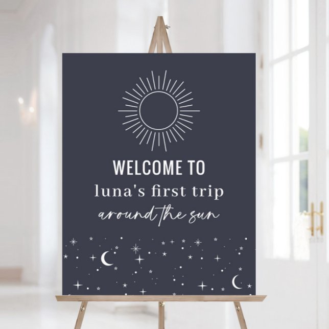 Navy Celestial Sun 1st Birthday Welcome Sign (Creator Uploaded)