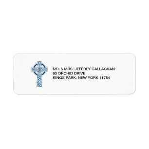 Navy Celtic Cross with Return Address Return Address Label