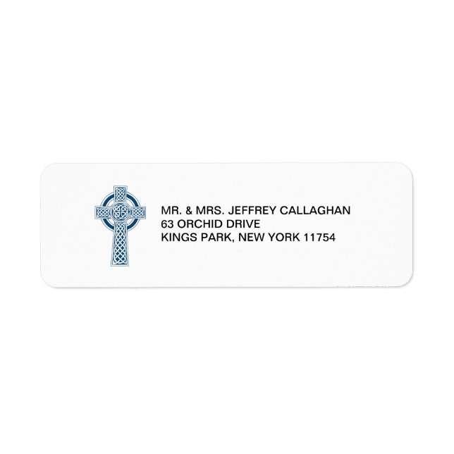 Navy Celtic Cross with Return Address Return Address Label (Front)