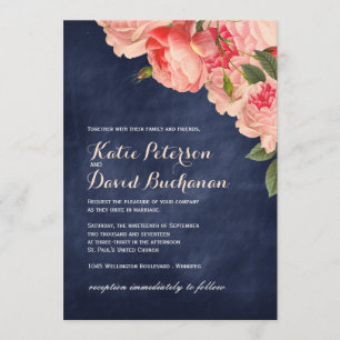 Navy Chalkboard Wedding Invitation